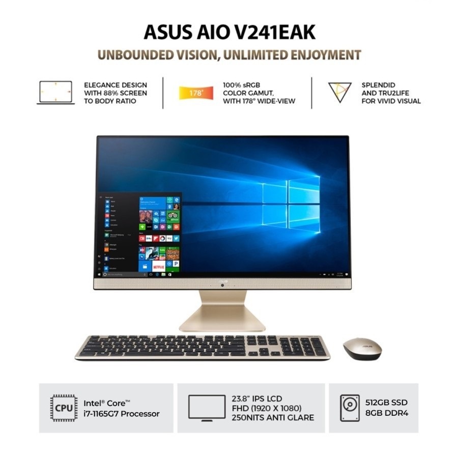 AIO ASUS V241EAK BA785W [i7 1165G7 8GB 512GB 24" WIN11 Home Black]