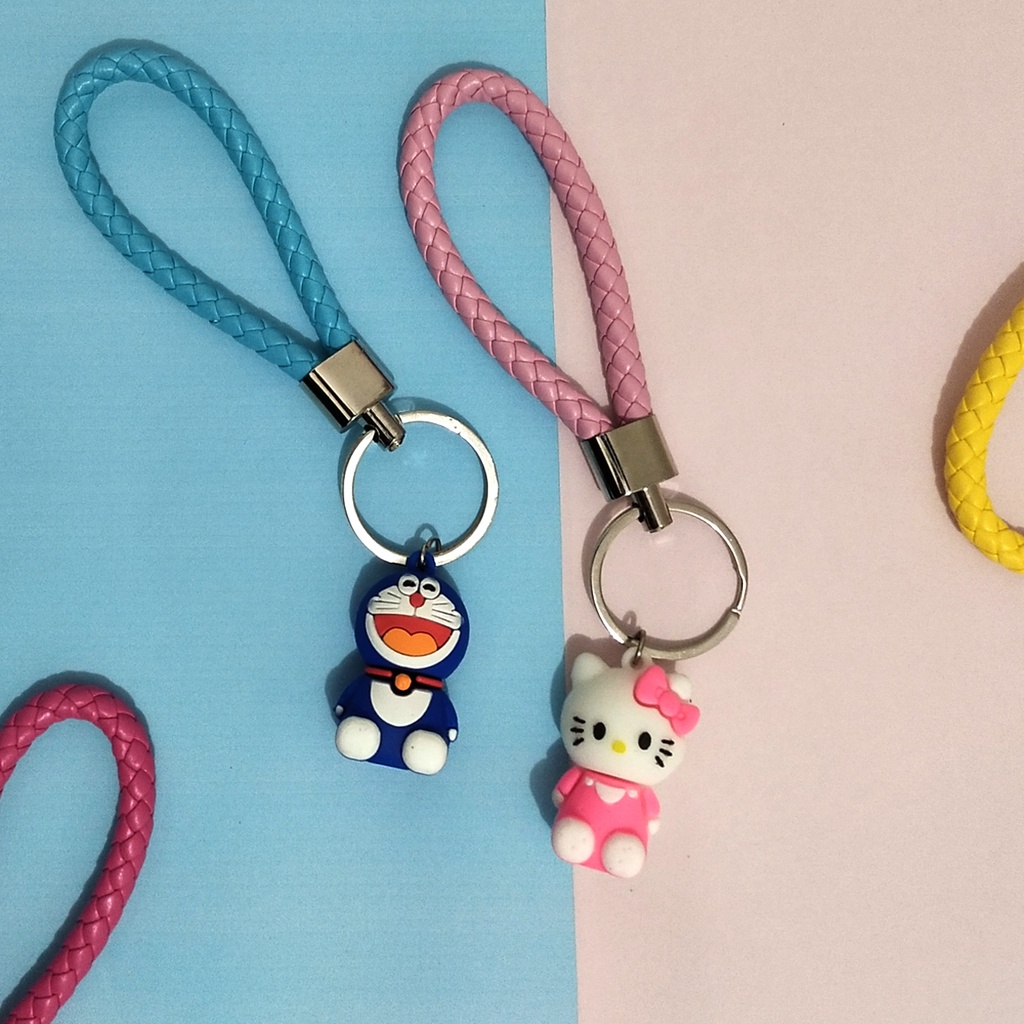 Gantungan kunci lucu ganci korea gantungan kunci Tambang karakter kartun doraemon hello kitty keychain spiderman