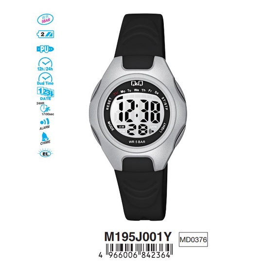 SALE Jam Tangan Wanita Sporty Casual Rubber Digital Original Q&amp;Q QNQ QQ M195 M195J Series