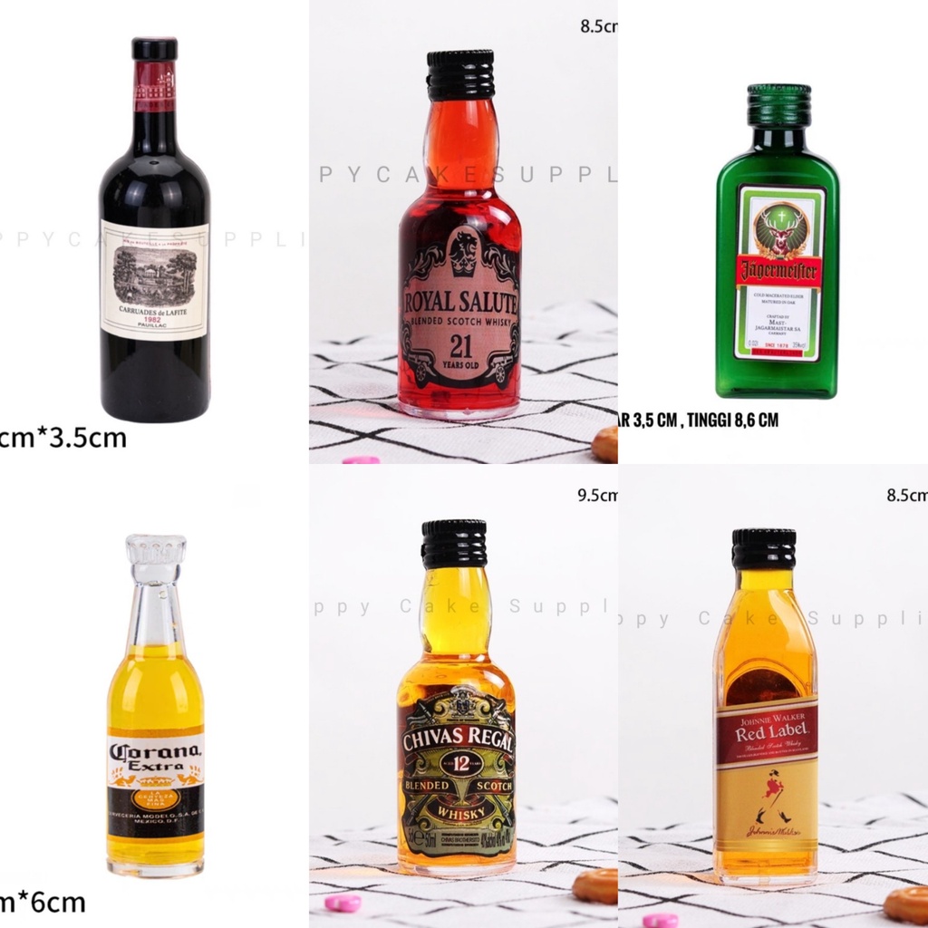 

Miniatur Botol Minuman Alkohol Whisky Wine Hiasan Kue Whiskey Remy Martin Chivas Regal Jim Beam Jagermeister Royal Salute VSOP Corona Extra Botol Arak Cina Kweichow Moutai