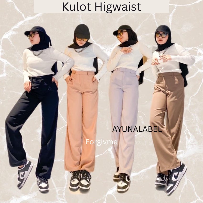 AYUNALABEL CELANA KULOT HW /KULOT HIGHWAIST KANCING RESLETING PREMIUM