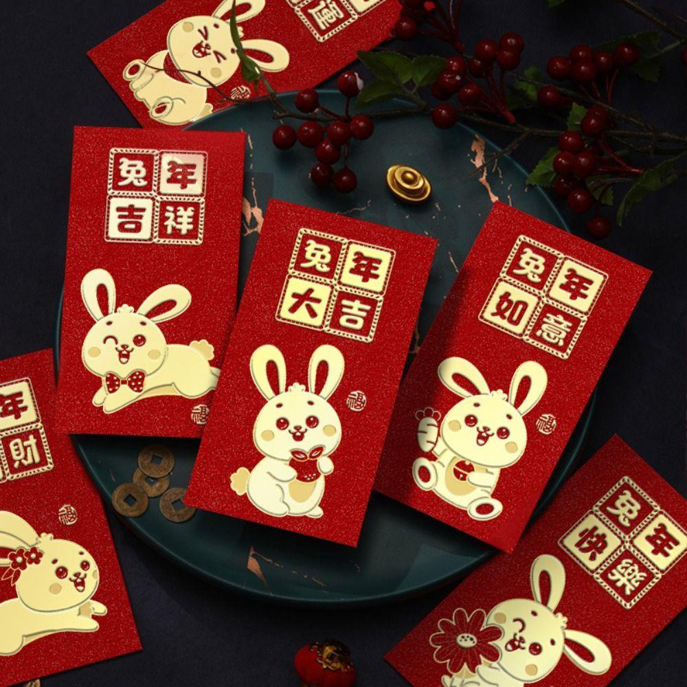 TOP 24pcs Rabbit Red Envelope CNY Spring Festival Birthday Celebration Chinese New Year