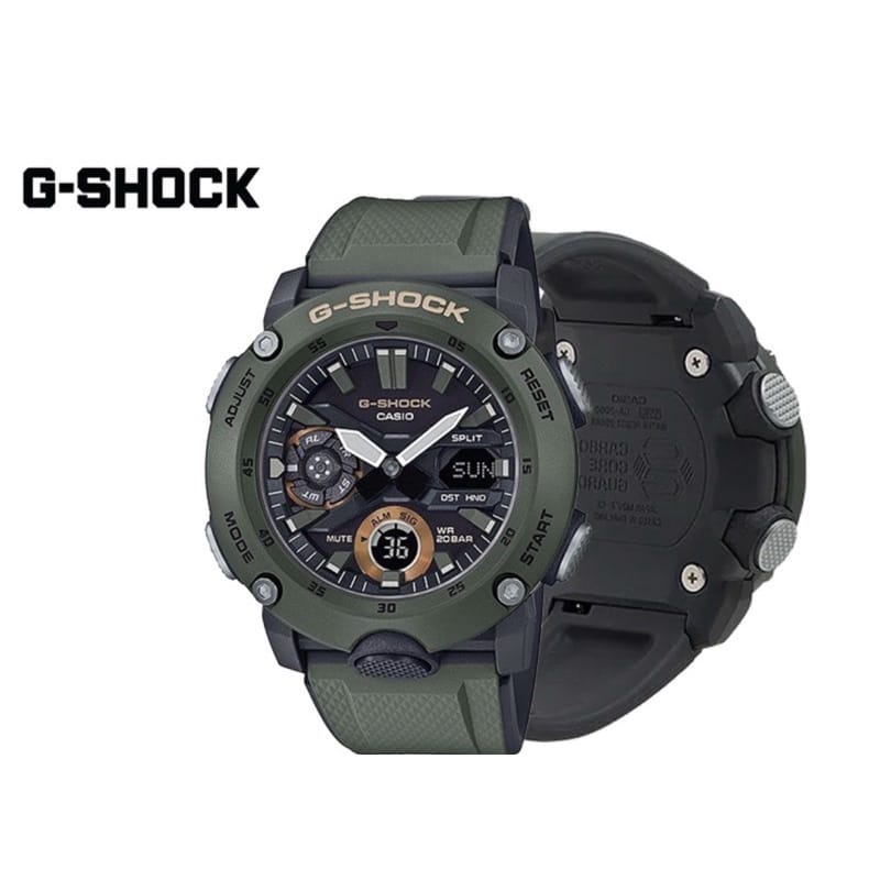 BEST SELLER !!!! JAM  TANGAN PRIA GSHOCK CASIO GA 2000 (STRAP 2 WARNA) TERLARIS ANTI AIR JAM SPORT FASHION DUAL TIME JAM CASIO PRIA