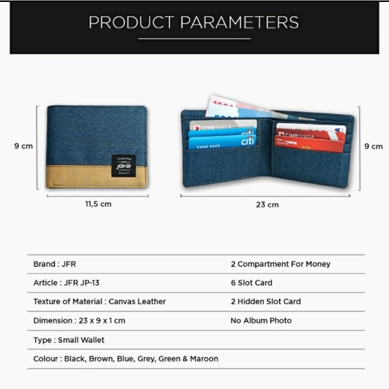 [Lms] Dompet Pria Pendek ORIGINAL JFR Bahan Kulit Canvas JP13