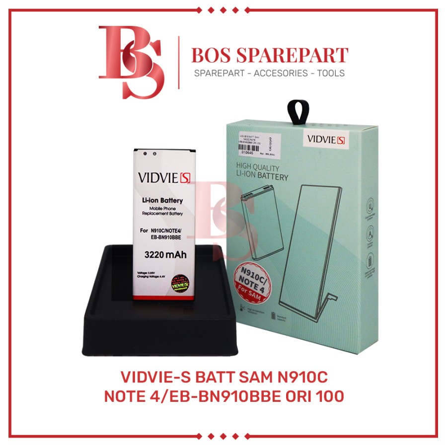 VIDVIE-S BATERAI SAMSUNG N910C / NOTE 4 / EB-BN910BBE ORI 100 / BATTERY / BATRE