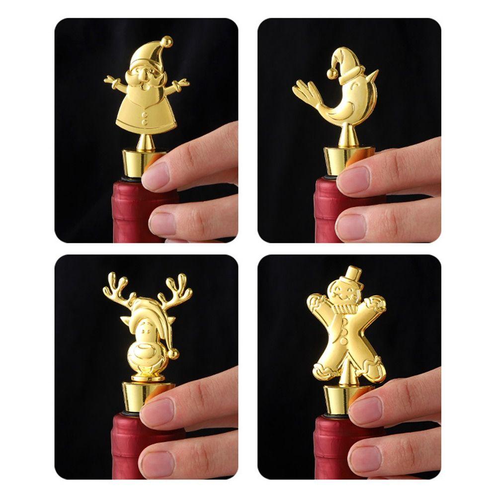 Preva 4PCS Stopper Anggur Natal New Gingerbread Man Santa Claus Wine Sealer