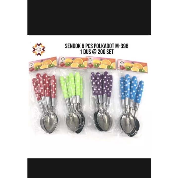Sendok Makan Motif Polkadot, Sendok Makan Polkadot Isi 6 Pcs