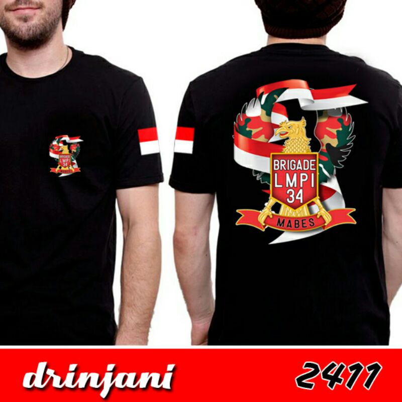 kaos baju lmpi / laskar merah putih indonesia / sablon dtf / custom nama