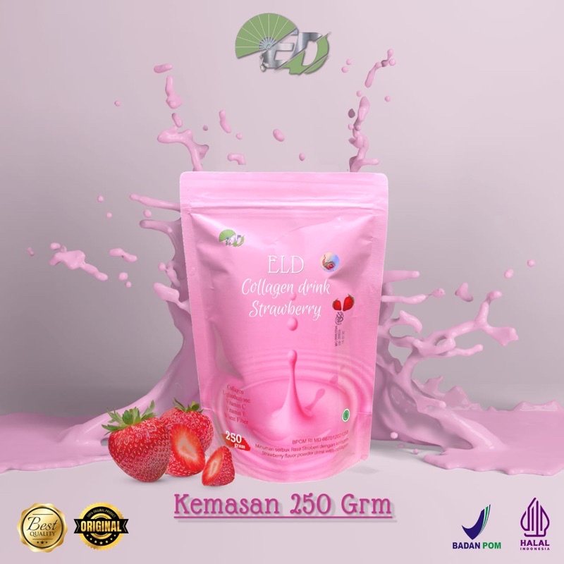 ELD COLLAGEN VIRAL STRAWBERRY ( ukuran BESAR 250 Gram ) FREE TOPLES