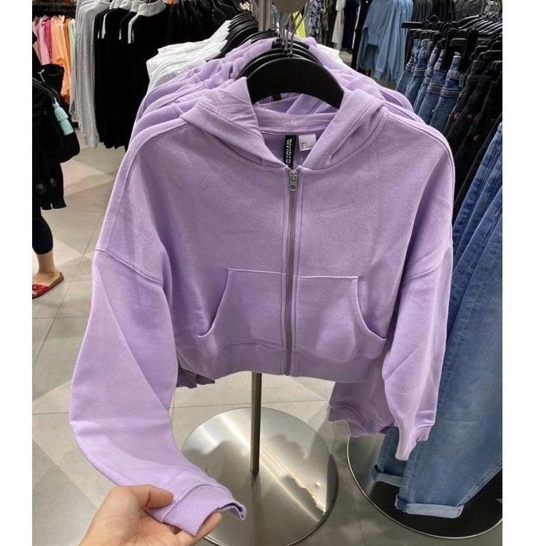 Jaket Wanita - croope hoodie zipper lilac ◦ NAM.22Oc22a