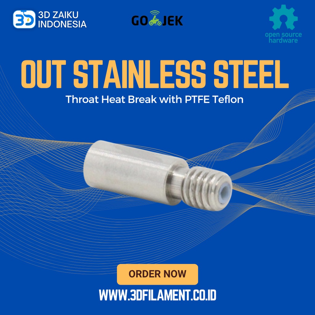 Reprap 2 in 1 Out Stainless Steel Throat Heat Break with PTFE Teflon