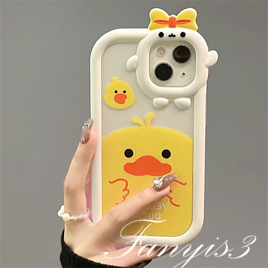 Realme C53 C35 C31 C30 C25Y C21Y C25 C15 C12 C11 C21 C20 C17 C3 Realme 9i 7i 6i 5i 5s 5 Narzo 50A 50i Prime Bebek Kuning Lucu Cute Lens Phone Case Bening Soft Cover Pelindung