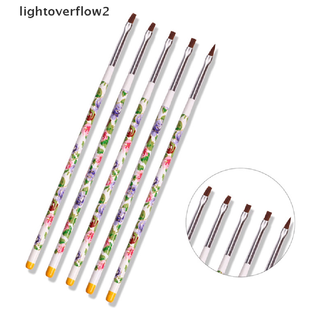 (lightoverflow2) 5pcs / Set Kuas Lukis Cat Air Bahan Nilon Untuk Nail Art DIY