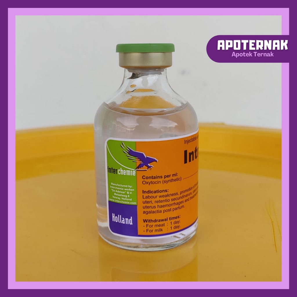 INTRACIN 10S | Hormon oksitosin mempercepat Kontraksi rahim hewan agar cepat melahirkan dan mengobati mastitis dan meningkatkan produksi Susu Hewan | 50 mL | Apoternak