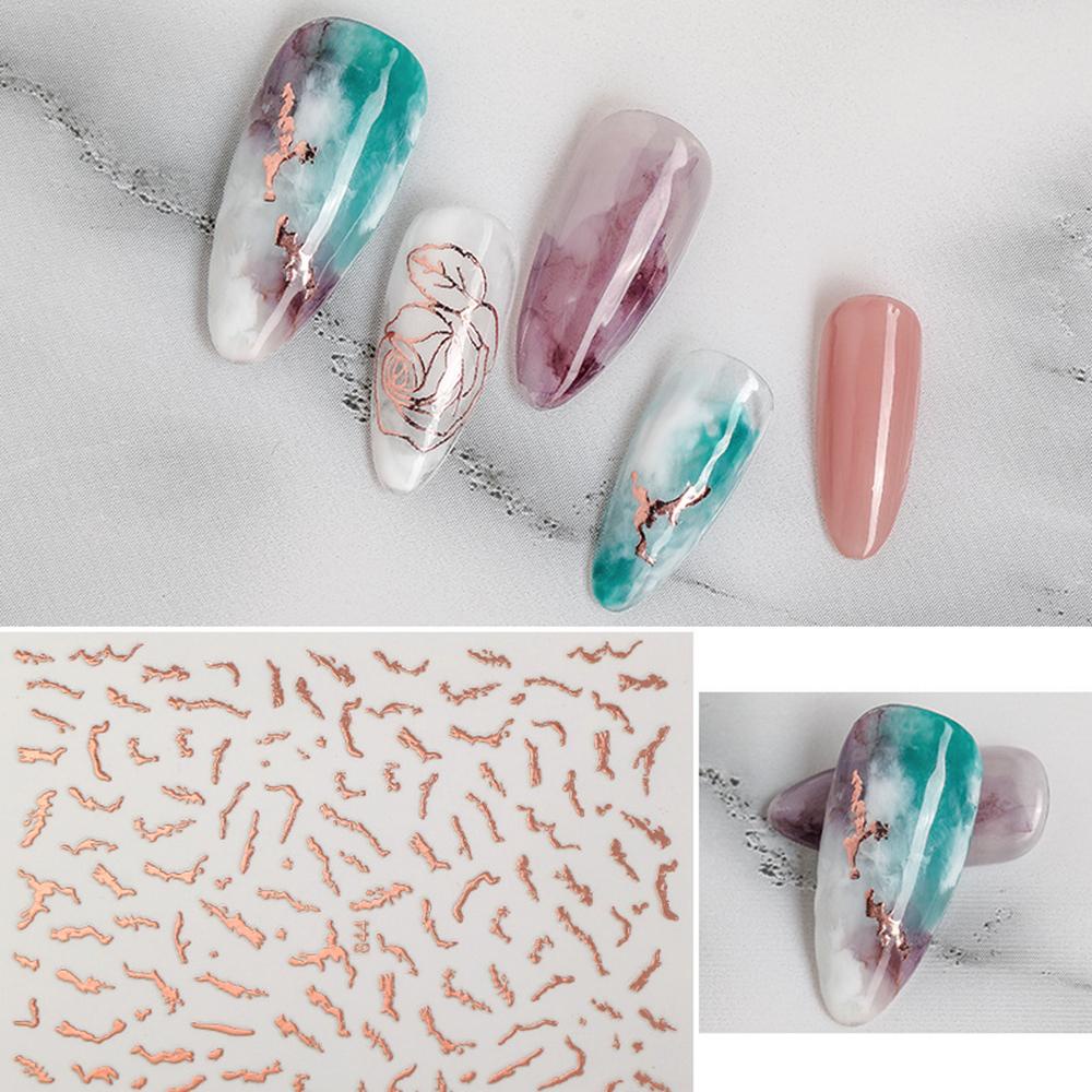 Mxbeauty Rose Print Kuku Stiker 3D Laser Bunga Mawar Manicure Self-Adhesive Hitam Nail Art Stickers