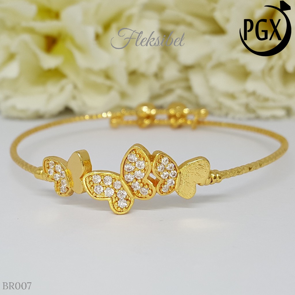 PGX Gelang Bangle Fleksibel Perhiasan Xuping Lapis Emas - BR007