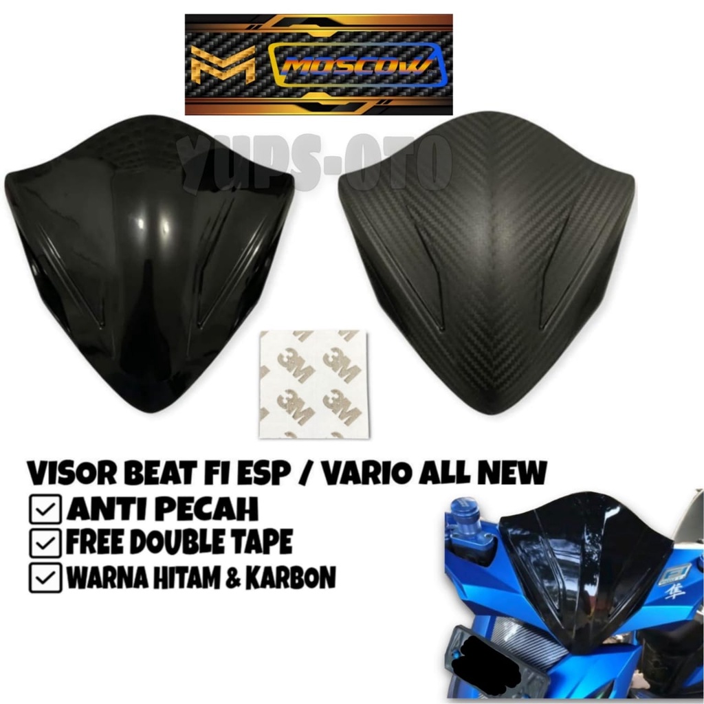 VISOR HONDA BEAT FI ESP INJEKSI MODEL KARBON CARBON DAN HITAM KILAT VISOR VARIO 125-150 ALL NEW 2017-2020 FREE 3M DOUBLE TAPE WINSIL BEAT WINSIL VARIO WINDSHIELD BEAT WINDSHIELD VARIO TEBAL BEAT FI ESP 2014 2015 2016 2017 VARIO 125 150 ANTI CRACK