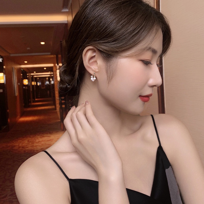 Anting Kristal Mutiara Air Tawar Alami Gaya Korea