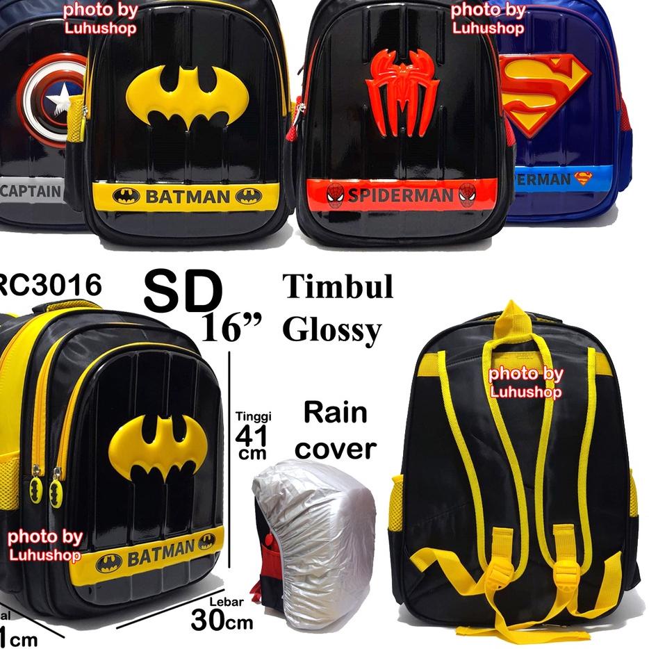 Sale Terbatas Tas Kilap Timbul Glossy TK SD Tas Sekolah Anak Cowok Superhero Tas Anak Laki Laki SD R