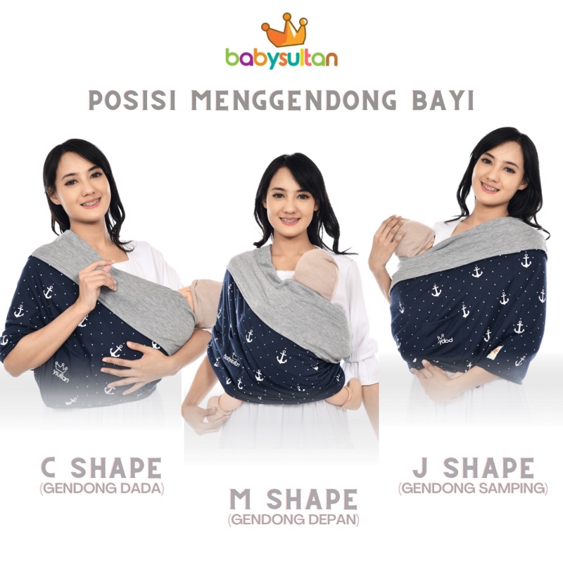 Gendongan Bayi Samping GEOS Instan Premium Double Motif dan Polos baby sultan