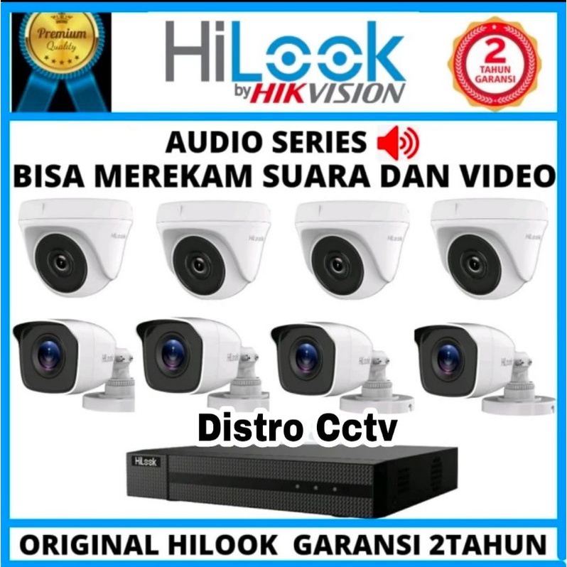 Paket Camera Cctv Hilook 8ch 2mp Audio Series Built-in Mic 8 Kamera 2 MP Komplit Indoor Outdoor 8 CH Hilok