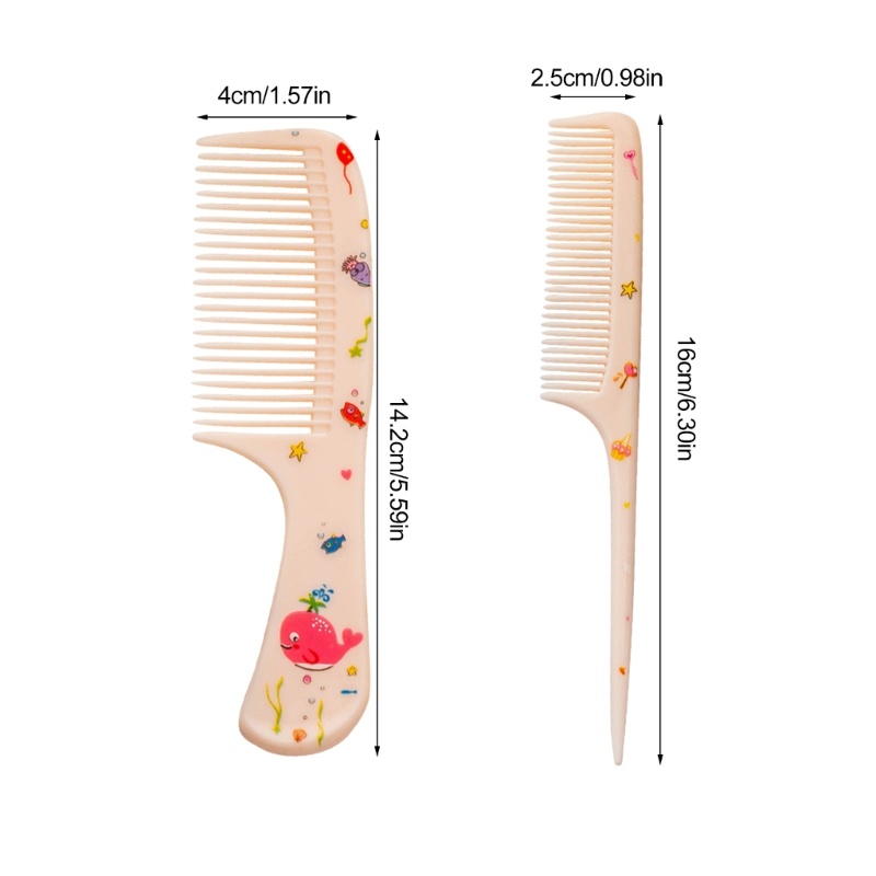 Zzz 2pcs / set Sisir Rambut Anak Perempuan Motif Kartun Buah Bahan Plastik Anti Statis