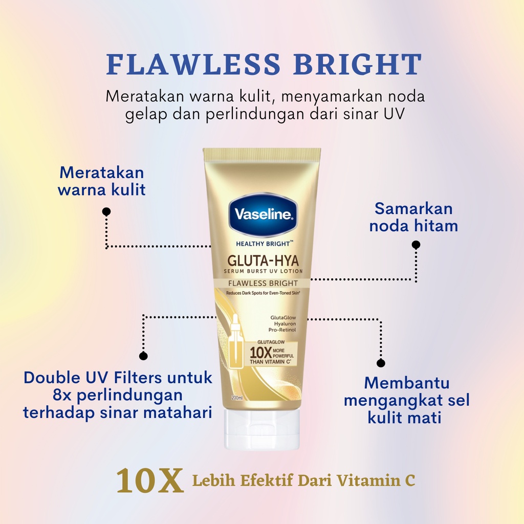 Vaseline Gluta Hyaluron Niacinamide Serum Brust Lotion UV 200ml Body Lotion Vaseline Dewy Radience Flawless Bright Healthy Bright