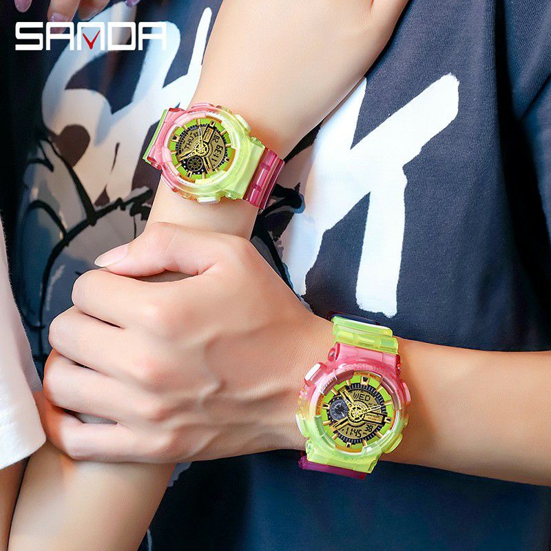 VIRAL SANDA 3125 Jam Tangan Pria Digital Analog Tali Rubber Shockproof Anti Air