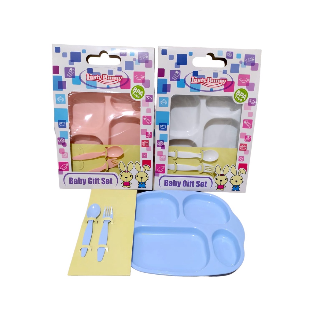 Feeding Set Lusty bunny Perlengkapan Makan Bayi Isi 3 pcs