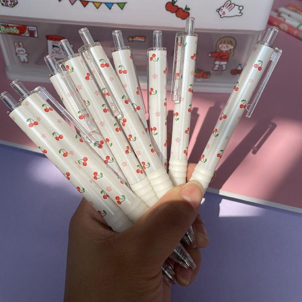 R-flower 6PCS/Set Gel Pulpen Mutil-styles Cherry Pattern Alat Tulis Signature Pen