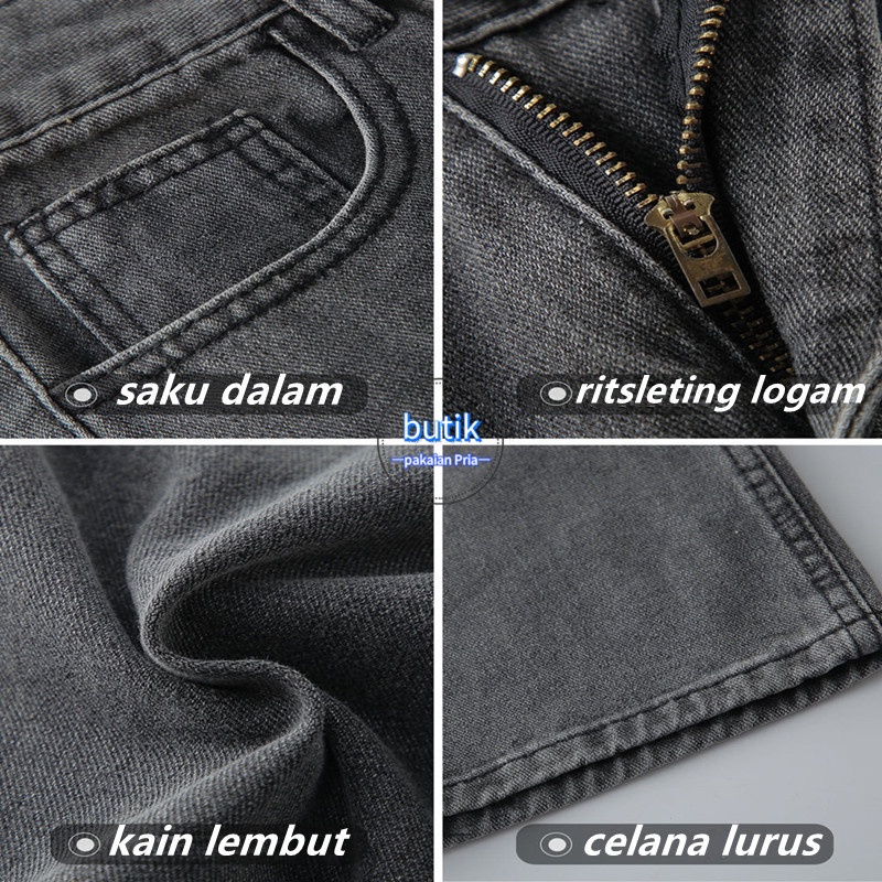 Celana jeans pria murah korean style loose pant celana jeans panjang pria