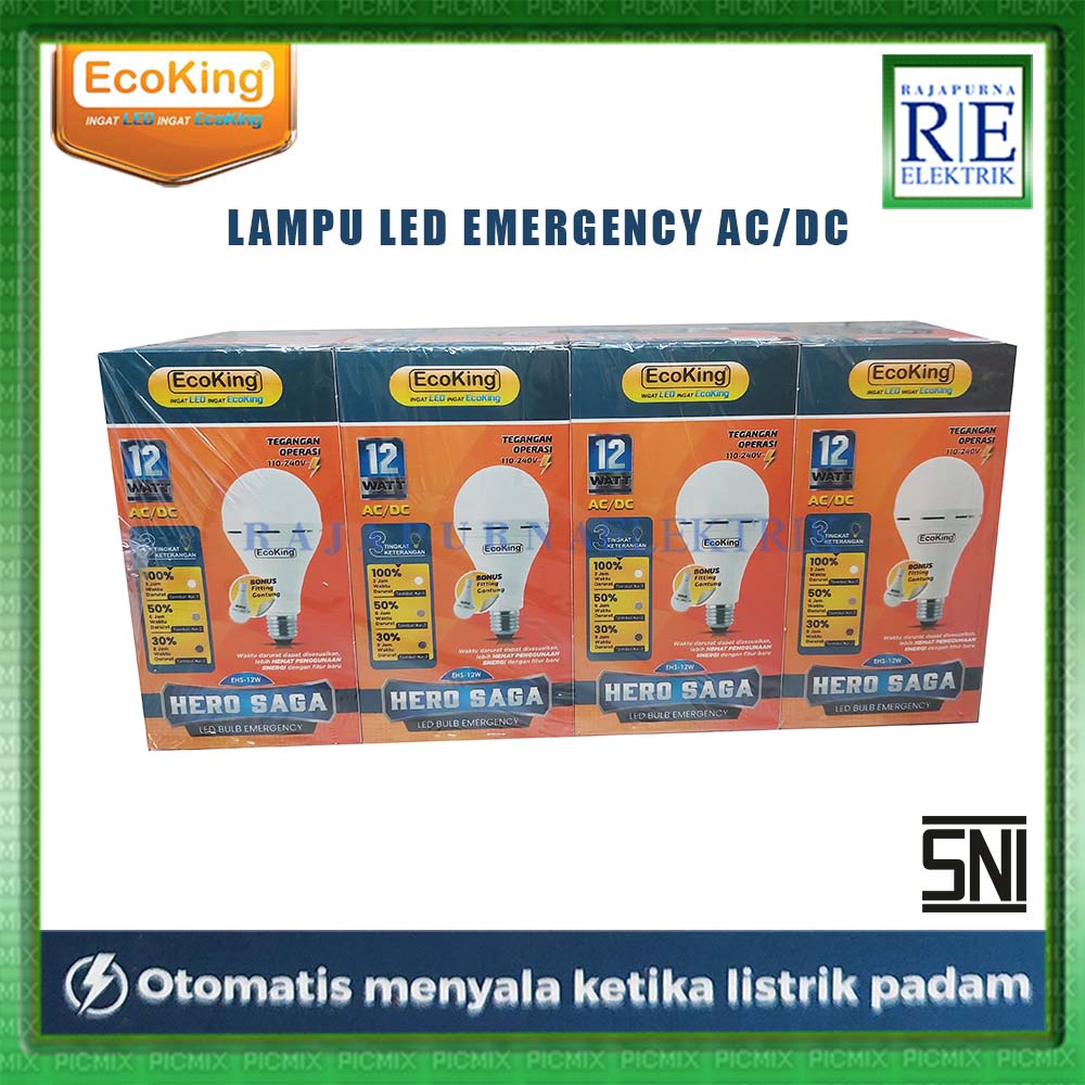 LAMPU LED EMERGENCY MAGIC ECOKING HERO SAGA 12W AC DC ORIGINAL