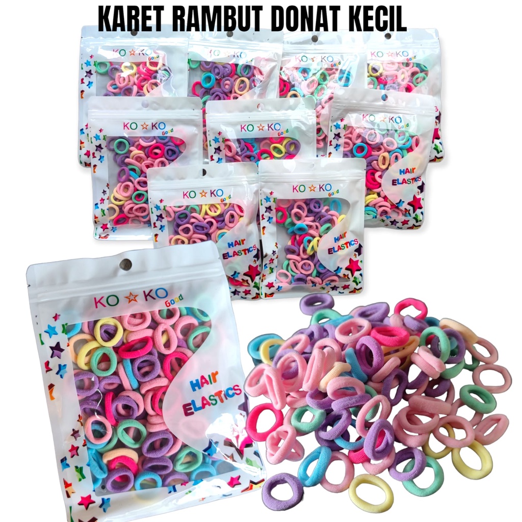 BELLA - KARET IKAT RAMBUT DONUT DONAT KECIL BESAR BTS - HARGA PER PACK