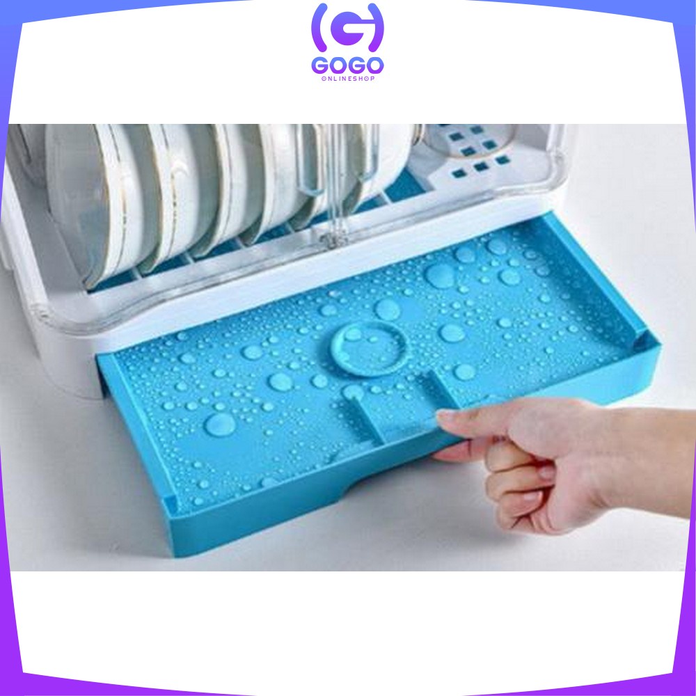 GOGO-C266 Rak Piring Lemari 2 Susun Plastic Dish Rack Rak Pengering Piring Tempat Piring Rak Dapur