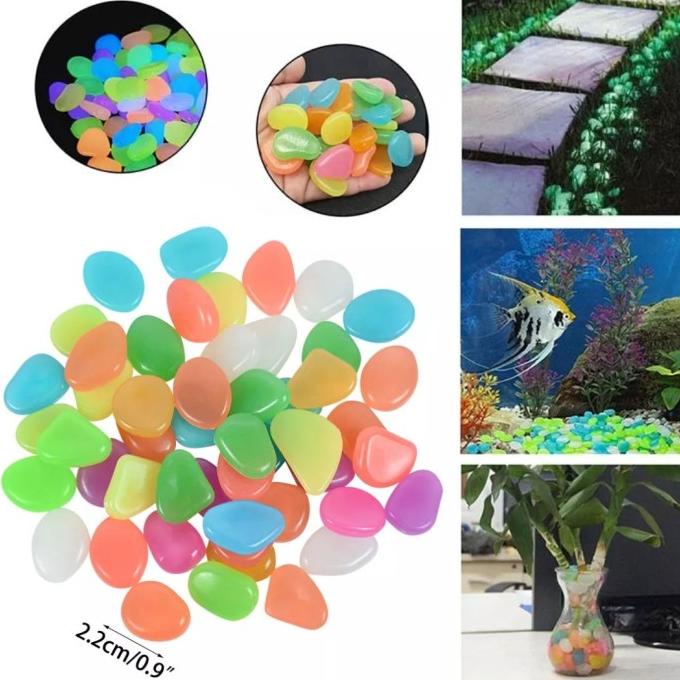 +%+%+%] Batu Glow In The Dark Luminous Stone Pebble Taman Akuarium Menyala