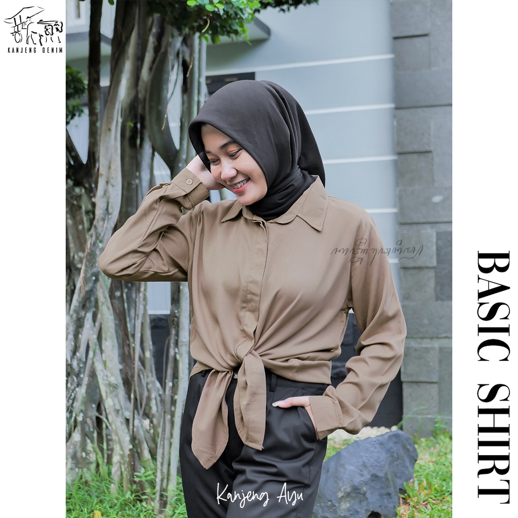 Kemeja Wanita Basic Polos Rayon Twill Premium