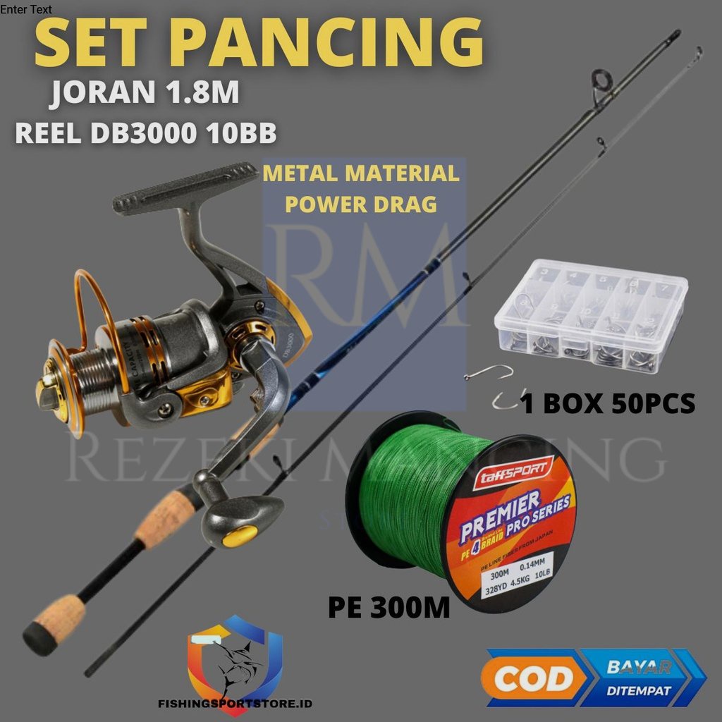 Paket Mancing Mania Kolam Galatama Pancing Joran 1.8m Ul Spinning Rod Eva Handle dan Reel DB3000 12 