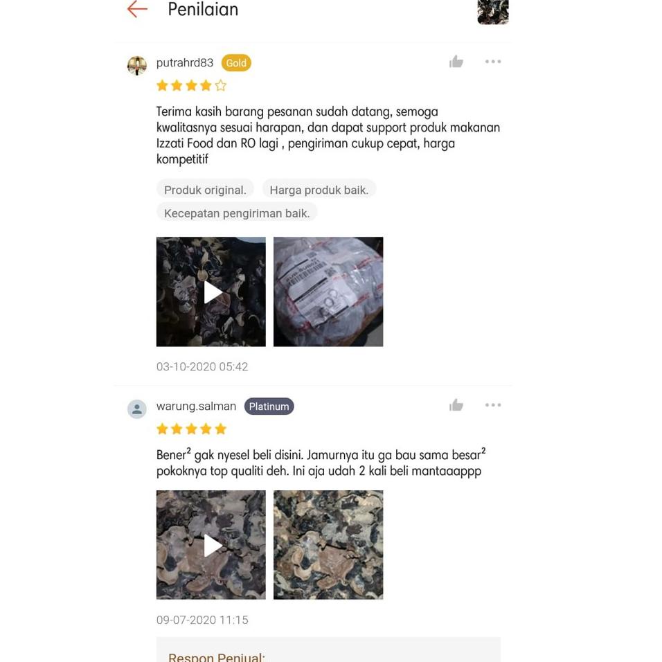 

Terkini Jamur Kuping Kering 1 kg Grade A Super / Jamur Hitam Kering 1 KG Sortir NRM