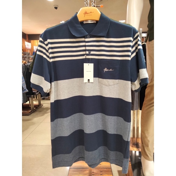 (M-4XL) Hassenda Kaos Polo Pria Motif Salur Original Big Sale