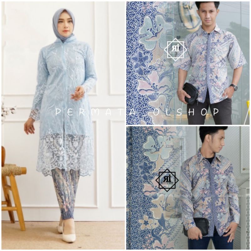 Permata Olshop / Couple Kebaya Tunik Busui Modern / Kebaya Couple Kemeja Batik Premium / Couple Batik Modern / Couple Kebaya Modern Busui