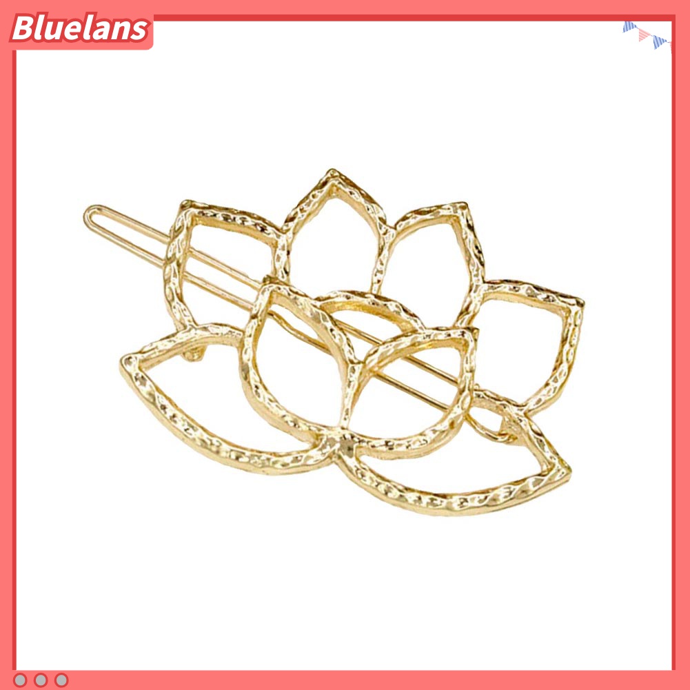 Bluelans Jepit Rambut Bentuk Bunga Teratai Hollow Bahan Alloy Gaya Retro Untuk Wanita