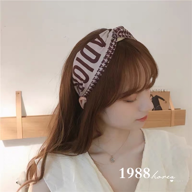 Caliloops Darius Bando Lebar Kotak Trendy Korean Headband Wanita Motif