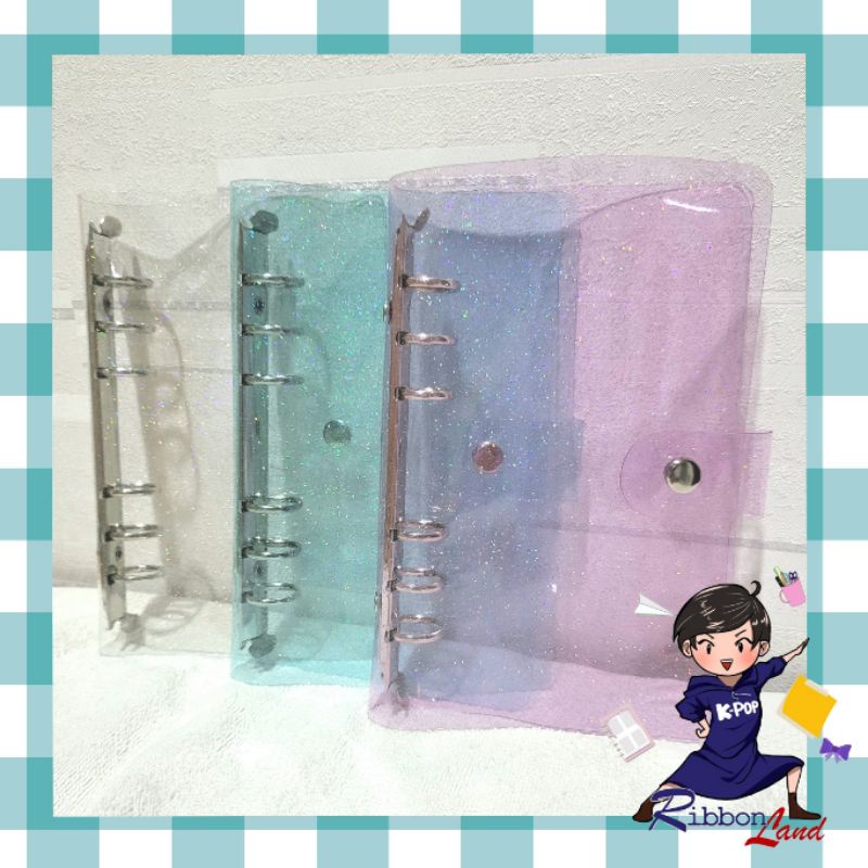 

A6 Cover Notebook Diary Binder Glitter Warna Transparan