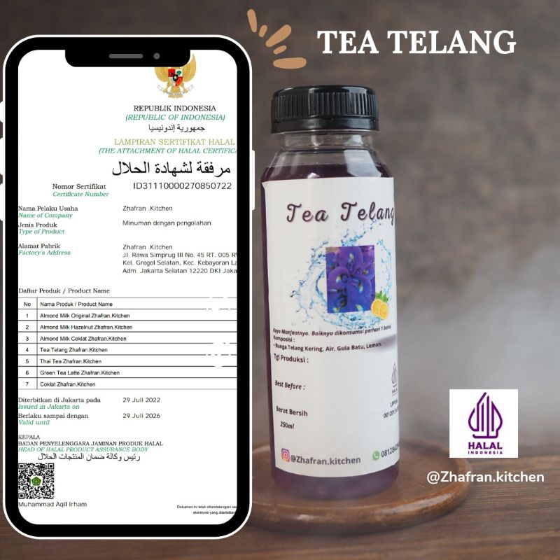 

Tea Telang with lemon & gula batu 250ml / teh herbal/bunga telang