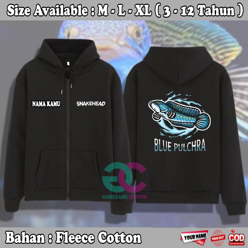 Zipper Anak Laki laki Channa Blue Pulchra / Sweater Anak Animal Snakehead 98