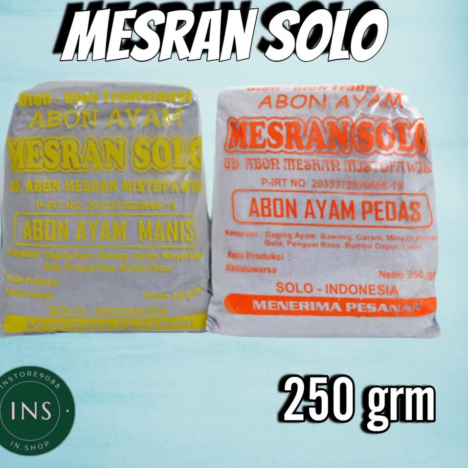 

Top Product--Abon Ayam Mesran Solo 250g Manis / Pedas