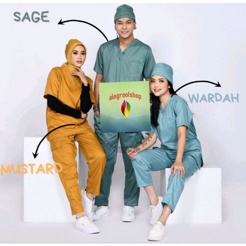 TERMURAH!!KATUN JEPANG-BAJU OK LENGAN PENDEK KARGO  BAJU DOKTER BAJU JAGA PERAWAT SERAGAM MEDIS SCRUB DOKTER