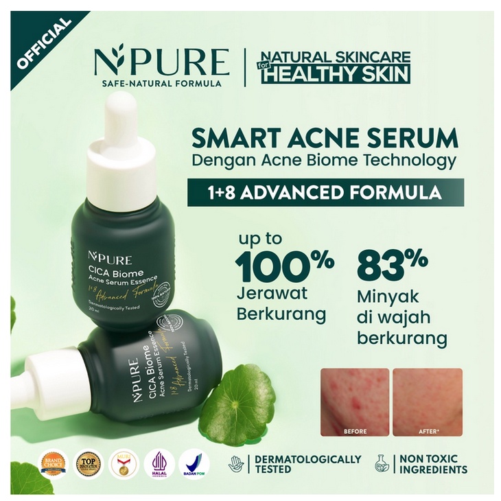 B08 N'PURE centella asiatica face essence cica serum wajah mengatasi bekas jerawat beruntusan bruntusan anti acne oily face berminyak kering dry wajah skincare npure murah termurah asli original aging kerutan garis halus putih kulit