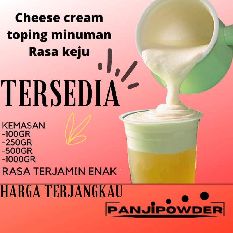 BUBUK TOPING CHEESE CREAM KEMASAN 100GR TOPING MINUMAN ANEKA RASA SERBUK TOPING CHESSE CREAM MINUMAN BOBA KEMASAN 100GR