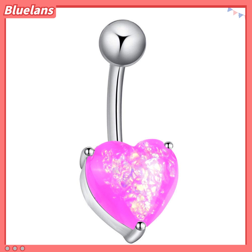 1pc Cincin Tindik Pusar Bentuk Hati Opal Tiruan Untuk Wanita